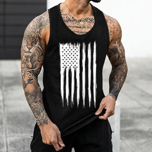 Vista 4 de Camisetas sin mangas para hombre, 4 de julio, Día de la Independencia, bandera de Estados Unidos, camisetas sin mangas, para gimnasio, fitness