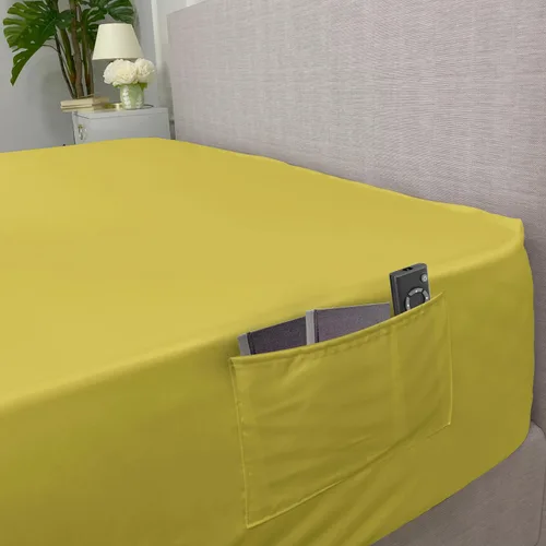 Vista 6 de Ambesonne Sábana bajera ajustable con bolsillo lateral, paquete de 2, moderna funda de cama de color sólido con bolsillo profundo elástico completo