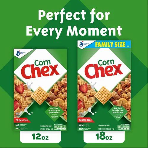 Vista 5 de Chex de maíz sin gluten, cereal para el desayuno, ingrediente casero de Chex Mix, 12 oz 0.56 oz de grano entero por porción, buena fuente de 12