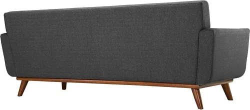 Vista 5 de Modway Engage - Sillón de una pieza tapizado con tela y sofá de dos piezas de estilo de mediados de siglo, Tela, Gris