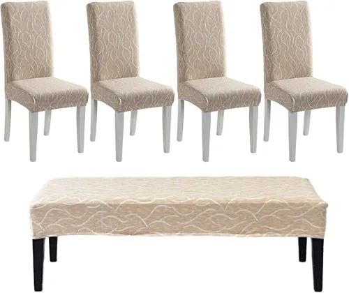 Vista 16 de HAOYONG Funda para Silla de Comedor con Estampado, Funda Desmontable Lavable para Silla Parsons, Protector de Asiento Removible para Comedor, Hotel
