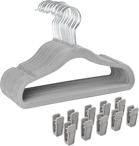 Vista 6 de Finnhomy ropa gancho de ropa para bebé y Kids 30-Pack de terciopelo antiderrapante colgador con 10 Clips de dedo