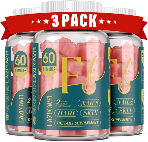 Vista 15 de Gomitas de biotina, vitaminas para la piel y las uñas para hombres y mujeres, vitamina B7 vegana, apoya el crecimiento del cabello y uñas más