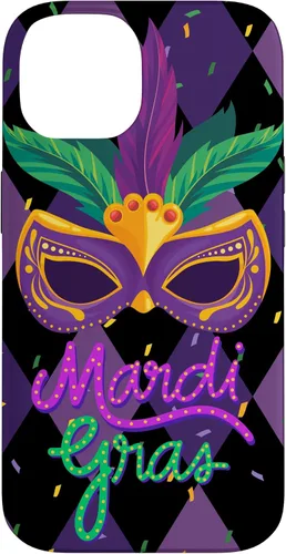 Vista 4 de Funda para iPhone 11 Pro Max Mardi Gras NOLA Festive Carnival Mask New Orleans Party Case