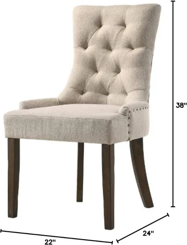 Vista 3 de Acme Furniture Farren - Silla auxiliar en tela beige y acabado espresso