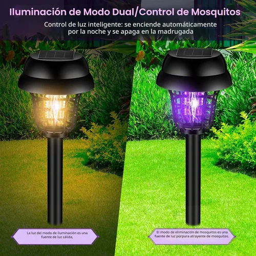 Vista 4 de Qualirey 12 piezas de exterminador solar de insectos al aire libre, impermeable, matamosquitos solar, para exteriores, lámpara repelente