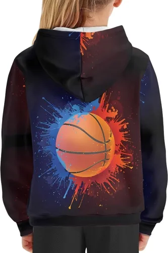 Vista 4 de JEOCODY Sudadera con capucha unisex para niños, lindo suéter de manga larga con bolsillo