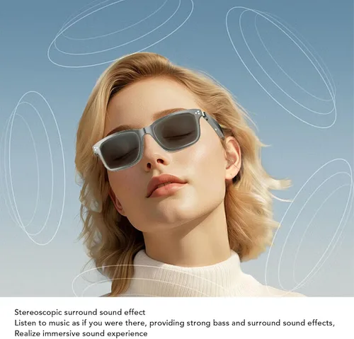 Vista 8 de Tnfeeon Lentes de sol inteligentes, lentes de reproducción de música AI con traducción de 144 idiomas, cámara de control táctil para hombres