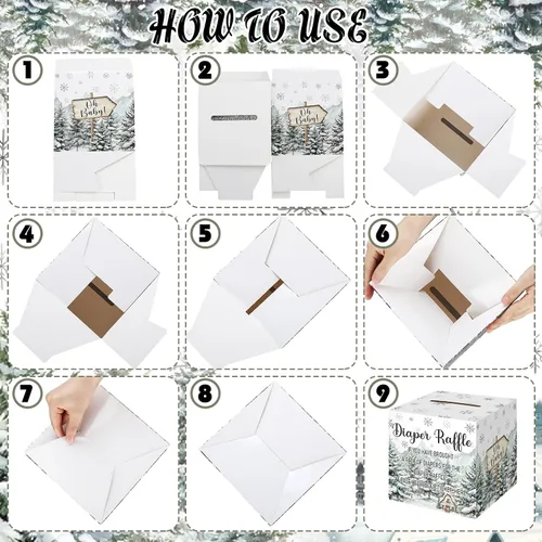 Vista 7 de Teling 51 boletos para rifas de pañales con caja de tarjetas, decoración de baby shower, caja de revelación de género para fiesta de rifas