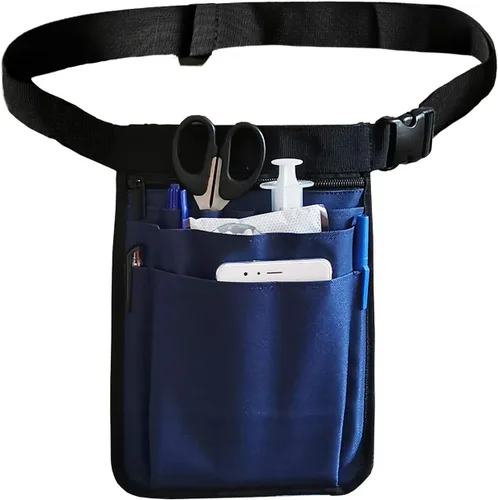 Vista 8 de Organizador para enfermeras de utilidad con cinturón Fanny Pack riñonera bolsa de cintura para herramientas de cuidado de tijeras médicas (púrpura)