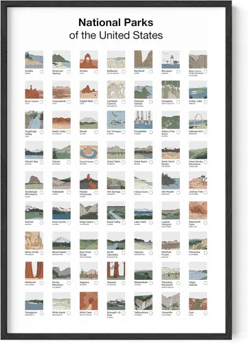 Vista 23 de HAUS AND HUES Pósteres vintage del parque nacional, juego de 6 impresiones artísticas de parques nacionales, arte de pared de naturaleza y juego