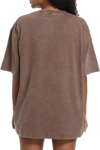 Vista 4 de Camisetas de gran tamaño para mujer, estilo vintage, básicas, estilo novio, holgadas, holgadas, estilo grunge, de algodón lavado ácido