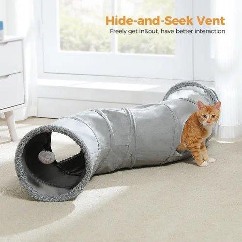 Vista 3 de PAWZ Road Túnel para Gatos Plegable en Forma de S Túneles para Gatos de Interior Tubo de Juego para Gatos 51 Pulgadas de Largo 10.5 Pulgadas