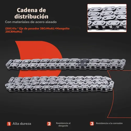 Vista 4 de A-Premium Kit de cadena de distribución del motor con guía y piñón tensor