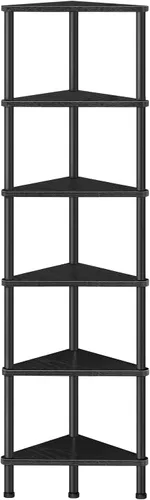 Vista 13 de HOOBRO Estante esquinero, estantería industrial de esquina de pared de 5 niveles con marco de metal, estante de exhibición de plantas, estantería