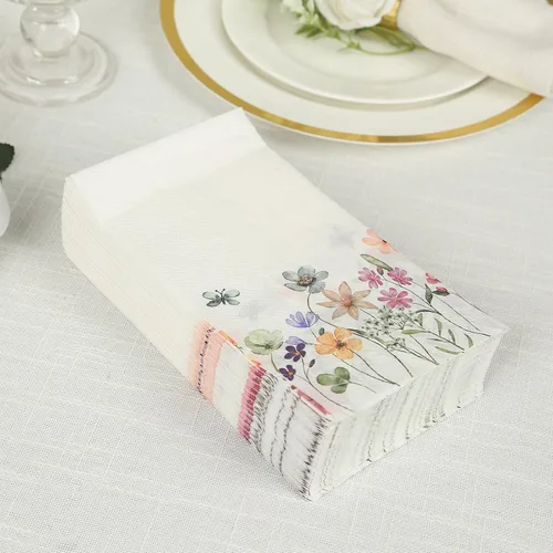 Vista 12 de Efavormart - Paquete de 20 servilletas de papel con estampado de hojas de eucalipto verde con una textura suave de 2 capas absorbente para bodas