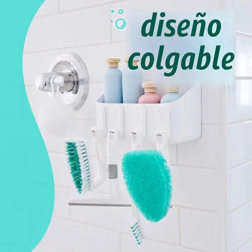 Vista 7 de Scotch-Brite Cepillo multiusos: cerdas duraderas para suelos de azulejos, paredes, puertas de ducha, bañeras y accesorios de baño, mango ergonómico