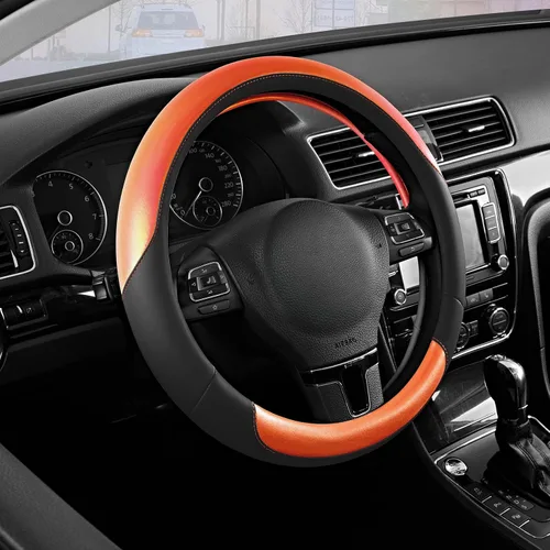 Vista 12 de Road Comforts Funda para Volante – Funda para Volante de Cuero Transpirable, Agarre Antideslizante, Ajuste Universal de 14.5" a 15", Resistente al