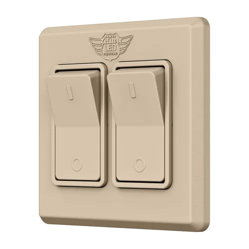Vista 10 de Interruptor de doble SPST moderno con tapa, 12 voltios, para RV, remolque, caravana, con etiqueta adhesiva (negro)