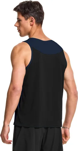 Vista 2 de DEMOZU Camiseta sin mangas para correr para hombre, para entrenamiento, gimnasio, atlética, muscular, tallas grandes y altas