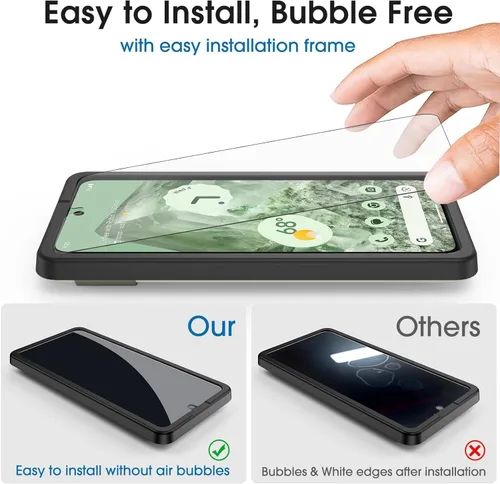Vista 5 de amFilm Paquete de 3+1 protector de pantalla para Google Pixel 8 de vidrio templado de 6.2 pulgadas, compatible con huellas dactilares ultrasónicas