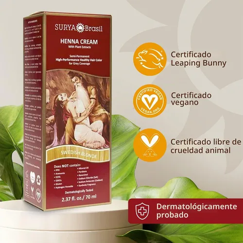 Vista 4 de Surya Brasil Productos Crema de henna, rubio sueco, 2.37 onzas líquidas