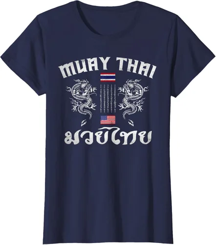 Vista 38 de Camiseta de equipo de entrenamiento de boxeo Muay Thai con bandera estadounidense de Tailandia, Negro, S