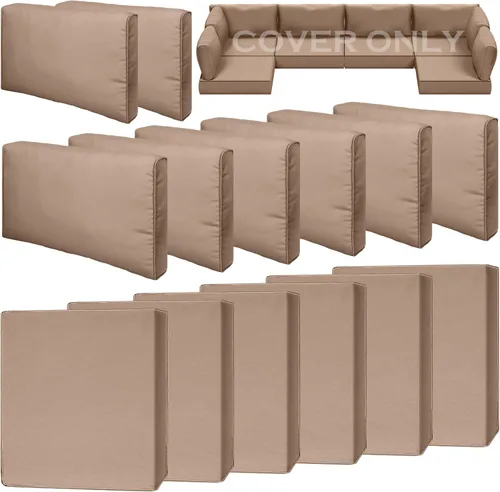 Vista 24 de Juego de 9 piezas de fundas impermeables para cojines de patio al aire libre, juego de reemplazo para muebles de sofá seccional de ratán entretejido