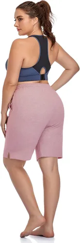 Vista 4 de ZERDOCEAN Pantalones cortos deportivos casuales para mujer, talla grande, para descansar, yoga, pijama, caminar, pantalones cortos con bolsillos
