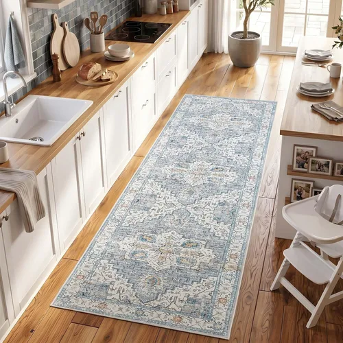 Vista 35 de jinchan Alfombra de área pequeña lavable floral vintage, alfombra de entrada simétrica de medio círculo de 2 x 3, alfombra de entrada suave de pelo