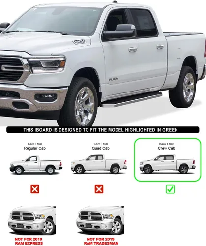 Vista 7 de HD Ridez Estribo de estilo plano de 6 pulgadas pulido, compatible con Ram 1500 2019-2025 Crew Cab