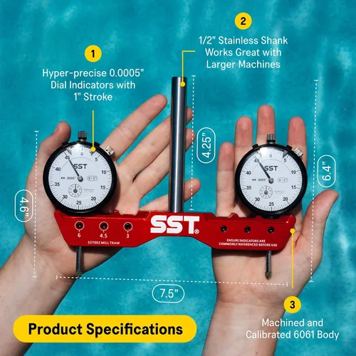 Vista 2 de SST - Sistema de tranvía regular de molino y torno - Tranvía, alineación y cuadrado para calibración de la máquina - Para desalineación angular