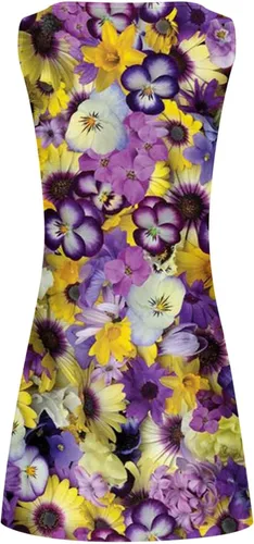 Vista 5 de Vestido floral de verano para mujer, vestido de moda con abertura de cerradura, vestido suelto corto, vestido corto sin mangas