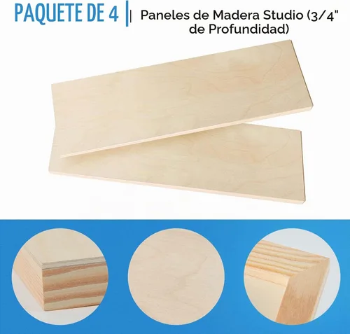 Vista 7 de Falling in Art Paquete de 4 paneles de madera de abedul sin terminar de 4 x