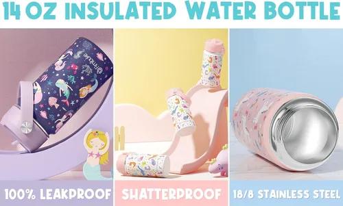 Vista 8 de Fimibuke Lonchera Bento para Niños con 4 Compartimentos, Bolsa de Almuerzo Aislada, Botella de Agua Aislada de Acero Inoxidable, Paquete de Hielo