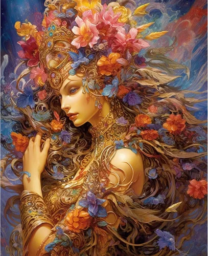 Vista 19 de Tucocoo Flower Woman - Pintura por números para adultos, kits de pintura al óleo digital sobre lienzo con pinceles y pigmento acrílico, hermosas
