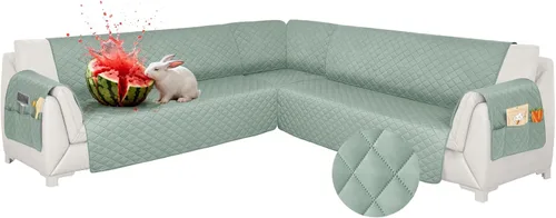 Vista 56 de Fundas para sofá modular, impermeables, 6 piezas, fundas de sofá en forma de L, lavables, antideslizantes, fundas para sofá seccional, suaves