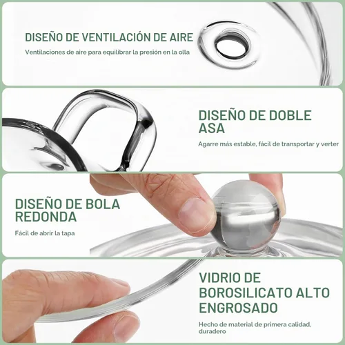 Vista 6 de Yardwe Olla de vidrio, 1.4 cuartos de galón resistente al calor para estufa, utensilios de cocina de vidrio transparente para popurrí, pasta