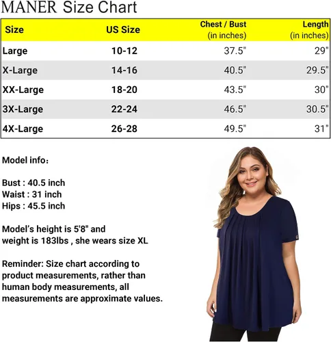 Vista 4 de MANER - Blusa de manga corta para mujer, estilo informal, corte suelto, talla L a 4XL