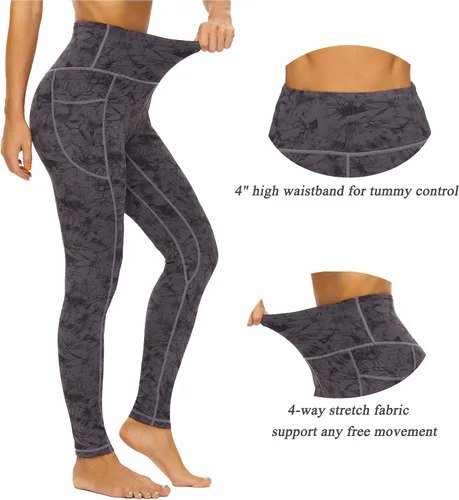 Vista 3 de iniber Pantalones de yoga de cintura alta con bolsillos para mujer, elásticos en 4 direcciones, suaves, para correr, entrenamiento, pantalones