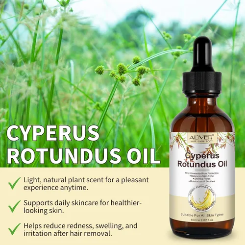 Vista 4 de Cyperus Rotundus - Aceite para depilación, 2 unidades 100% puro y natural para depilación corporal y facial para mujeres, reduce el crecimiento