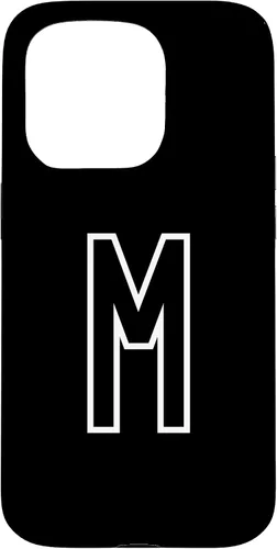 Vista 14 de Funda con monograma inicial favorita para iPhone 13 Pro Max Letra M, color blanco y negro
