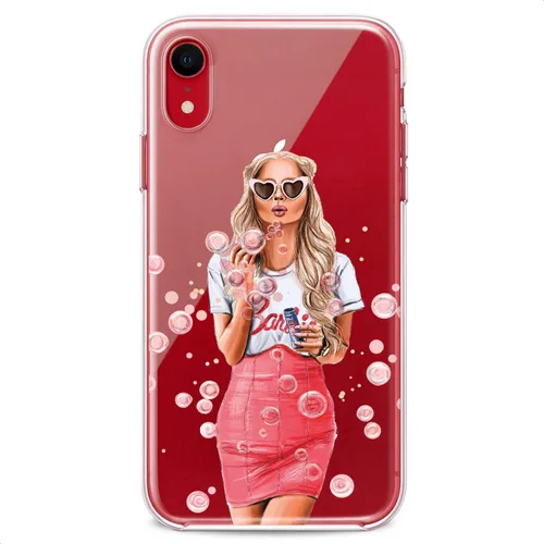 Vista 4 de Funda de TPU compatible con iPhone 13 Pro Max Fashion Babe, diseño flexible de silicona rosa, suave, ajuste delgado, estampado de burbujas
