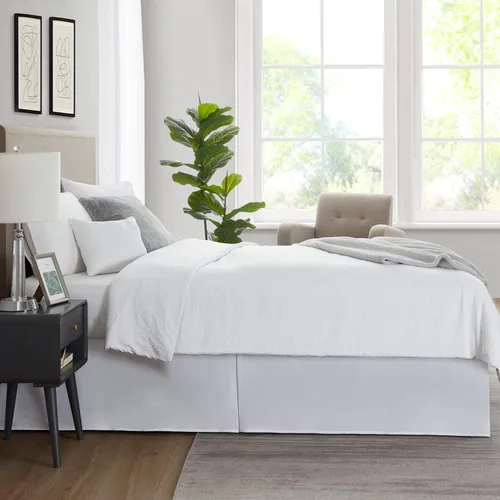 Vista 7 de Nestl Falda de cama individual blanca – Falda de cama de tamaño individual de 14 pulgadas de caída – Faldas de cama de microfibra cepillada – Falda