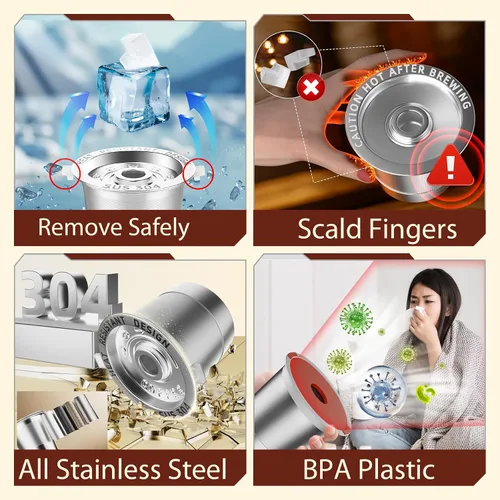Vista 5 de 1 paquete de cápsulas de café reutilizables K Cups para Keurig 1.0: cápsulas de café reutilizables de acero inoxidable para cápsulas de café Keurig