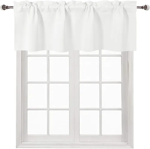 Vista 20 de DWCN Cenefa para ventana de cocina, con bolsillo para barra, para ventana, sala de estar/sótano, 36 x 16 pulgadas de largo, 1 panel, beige