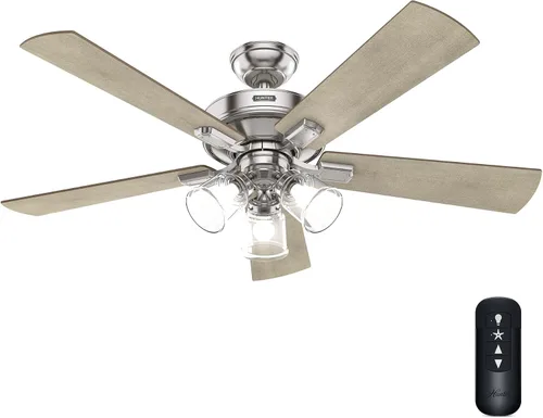 Vista 13 de Hunter Crestfield - Ventilador de techo para interiores, 5 aspas, 52 pulgadas, bronce noble with LED Lights and Remote Control, Standard Mount