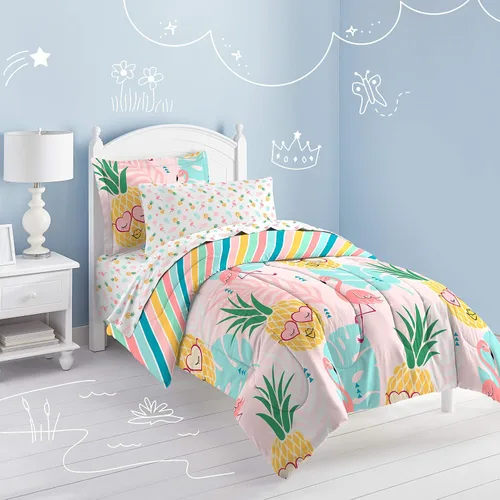 Vista 126 de Dream Factory Dinosaur Blocks - Juego de edredón de microfibra ultrasuave para niños, color azul, tamaño individual Bloques de dinosaurios azules