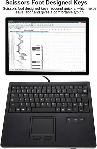 Vista 4 de Teclado táctil con cable de 10 pulgadas, 84 teclas ultra delgado integrado multitáctil tijeras trackpad