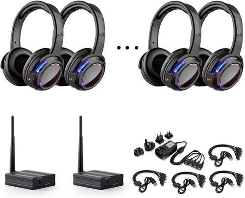 Vista 9 de Auriculares inalámbricos LED silenciosos profesionales de disco silencioso y RF LED silenciosos para iPod MP3 DJ Music Pary Club